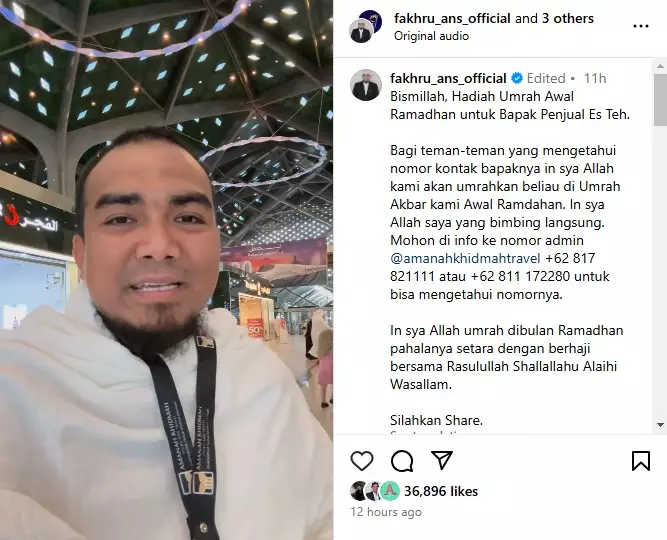 Pedagang es teh kini panen donasi © Instagram