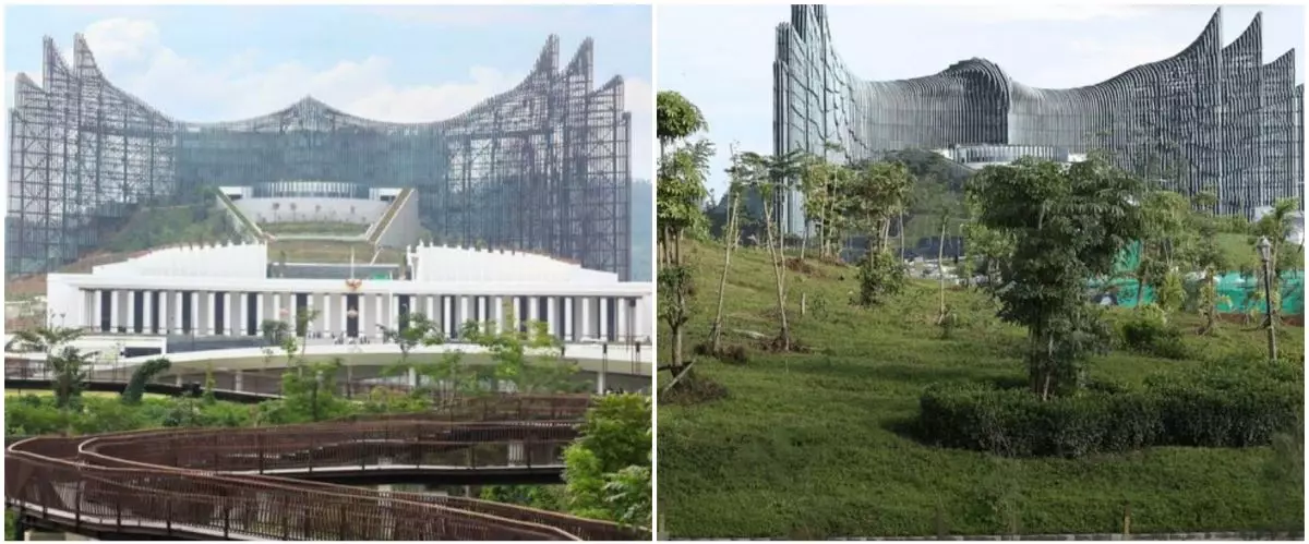 Viral potret Istana Presiden di IKN malam hari usai hujan, suasananya disebut seram bak di Gotham City