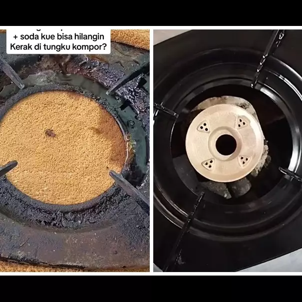 Tanpa direndam, ini trik cepat bersihkan tatakan kompor gas berkerak tebal cuma dengan 2 bahan dapur