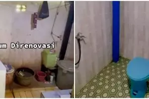 Direnovasi jadi toilet duduk, WC kamar mandi ini dulunya bak podium, potret beforenya bikin penasaran