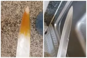 Pakai 1 bahan pemanis, begini trik cepat bersihkan noda kunyit di pisau dalam sekali coba