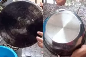 Cara membersihkan kerak gosong di permukaan luar panci, praktis hanya pakai 2 bahan sederhana