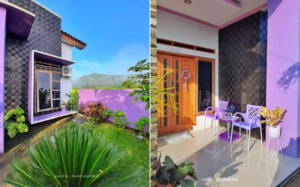 rumah serba ungu tengah sawah © Instagram rumah serba ungu tengah sawah © Instagram