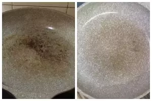 Bukan dicuci pakai sabun, ini cara praktis bersihkan noda gosong di teflon pakai 2 bahan dapur