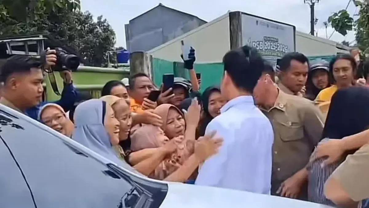 Viral momen emak-emak colek pipi Gibran Rakabuming saat blusukan di Bogor, ekspresinya tuai atensi