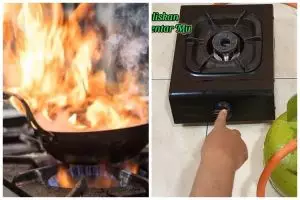Bukan disiram pakai air, begini cara cepat dan aman mengatasi kebakaran kecil pada kompor gas
