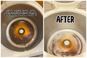 Tak perlu beli sitrun, ini trik bersihkan kerak gosong di dasar rice cooker pakai 2 bahan sederhana