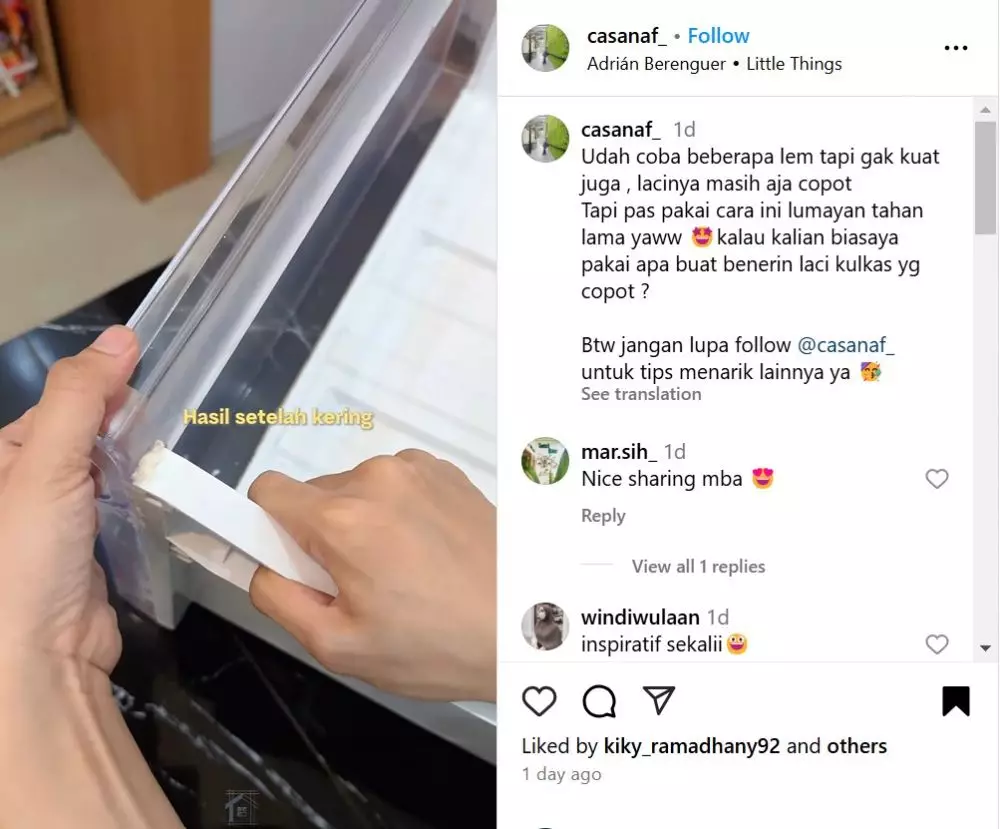 trik perbaiki rak kulkas patah agar kokoh © Instagram