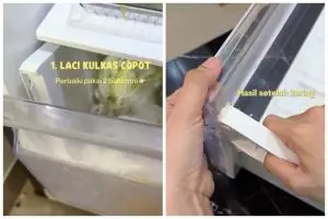 Jangan cuma dilem, trik perbaiki rak kulkas patah agar kokoh & tak mudah lepas pakai 1 bahan dapur ini