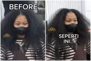 Transformasi cewek rambut keriting mengembang usai di styling hasilnya bikin melongo, bak ganti rambut