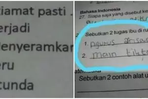 15 Potret lucu jawaban anak SD di lembar tugas ini di luar ekspektasi, guru auto bingung beri nilai