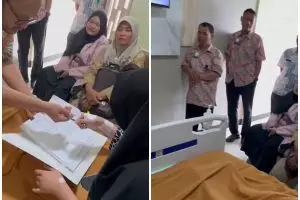 Momen cewek dijenguk rekan kantor saat rawat inap, bukannya diberi buah justru diminta lakukan ini