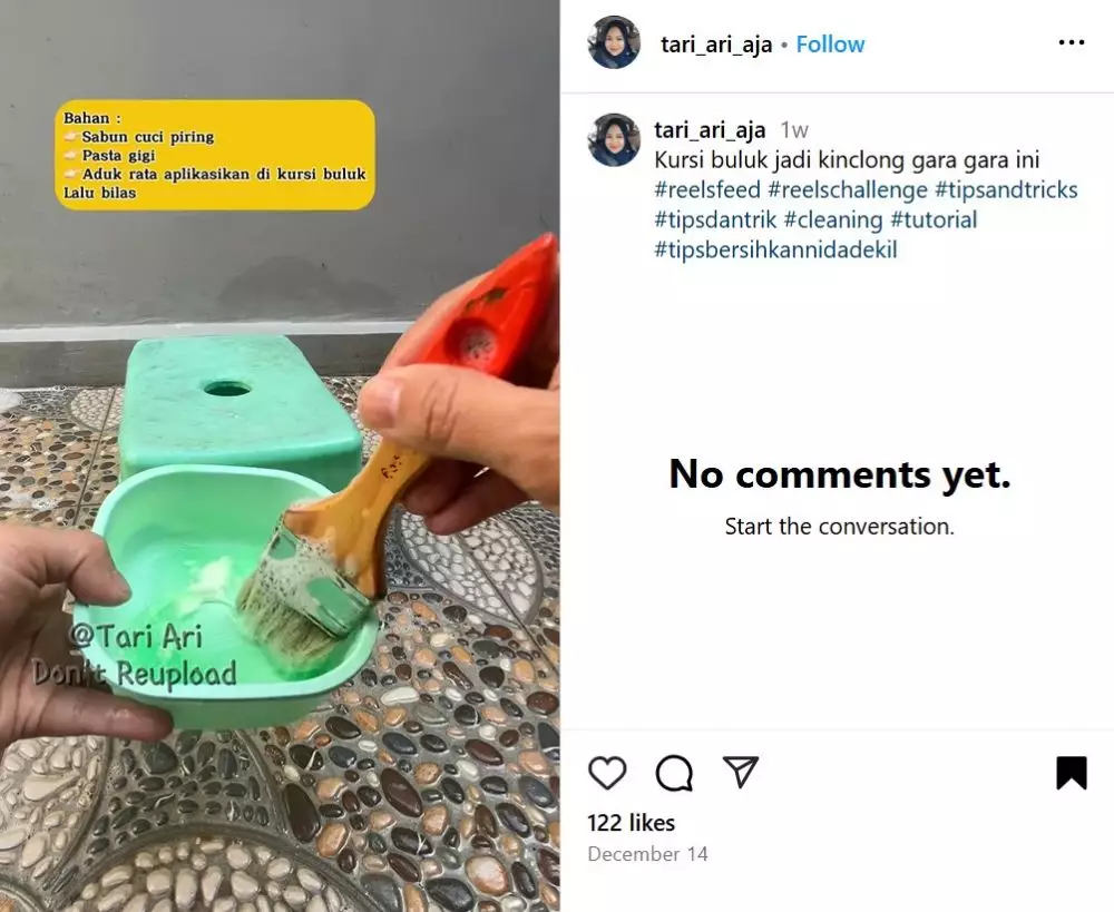 Trik bersihkan kursi plastik berlumut © Instagram
