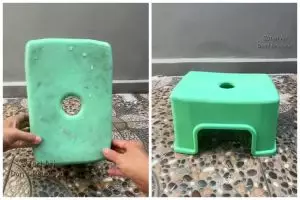 Trik bersihkan kursi plastik berlumut hitam jadi kesat antilicin, cukup andalkan 1 bahan dapur ini