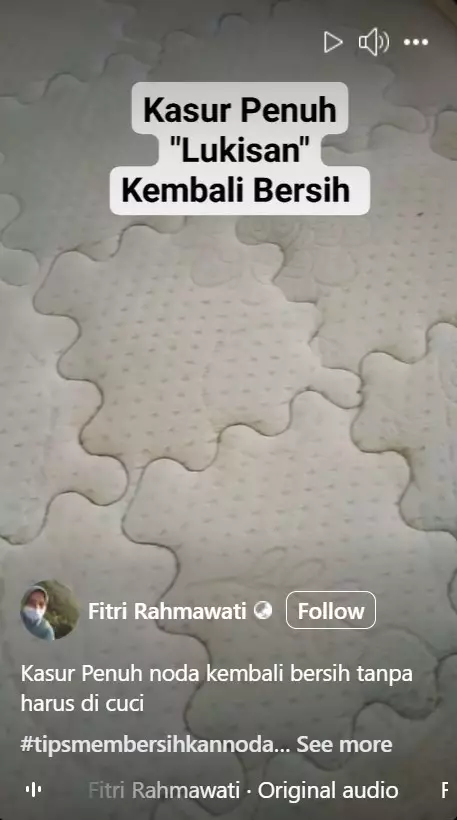 Trik menghilangkan noda kuning di kasur © Facebook