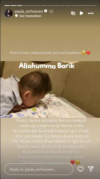 ungkapan hati Paula saat ulang tahun Kiano © 2024 Instagram