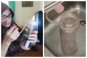 Tak perlu digosok, begini cara mencuci botol minum kusam dan menguning agar kinclong dan kesat lagi