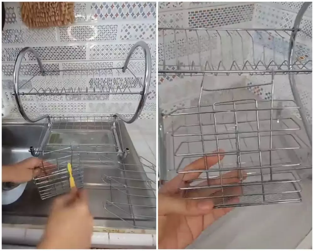 Karat membandel di rak piring © YouTube