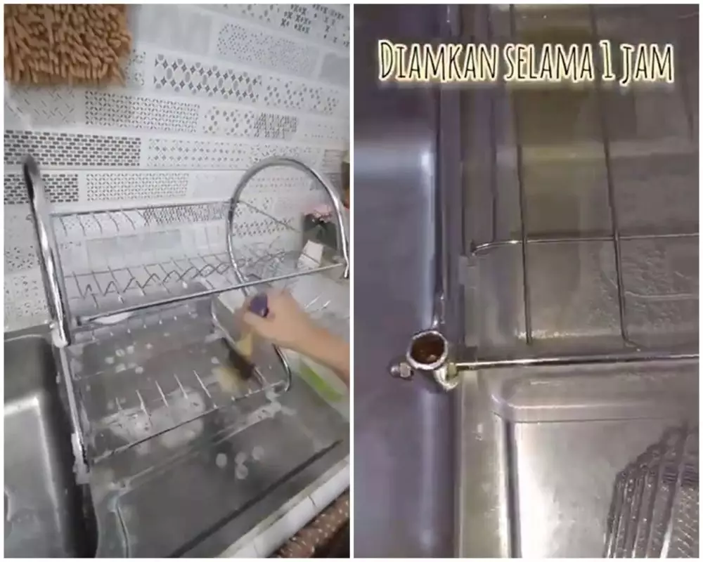 Karat membandel di rak piring © YouTube