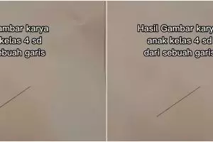 Imajinasi di luar dugaan, anak kelas 4 SD mengubah garis lurus jadi gambar lucu, ini 12 hasilnya