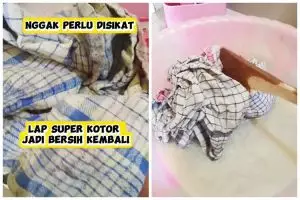 Auto kinclong tanpa disikat, cara cuci lap dapur dekil dan berminyak cuma direndam 3 bahan dapur ini
