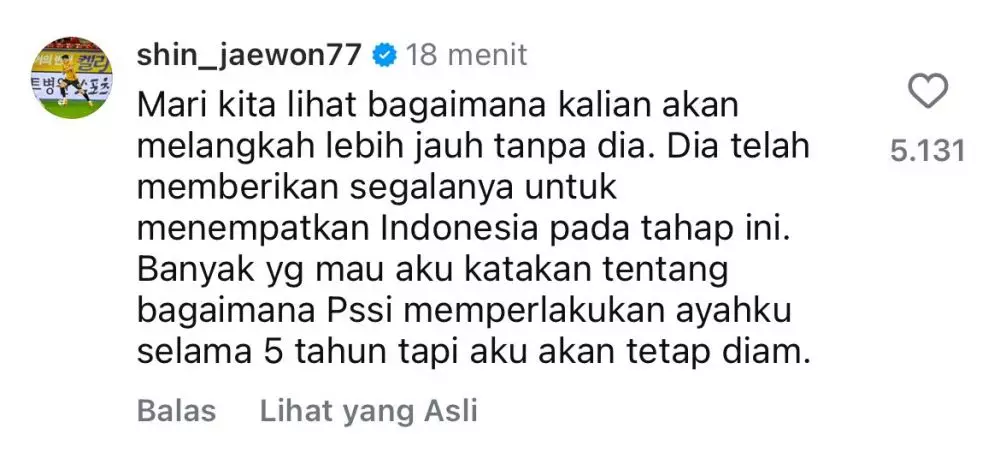 komentar anak shin tae-yong setelah anaknya dipecat  © 2025 brilio.net komentar anak shin tae-yong setelah anaknya dipecat  © 2025 brilio.net