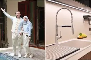Sempat terpuruk sepi job kini huni rumah megah, 9 potret dapur Roger Danuarta ini ada rak unik