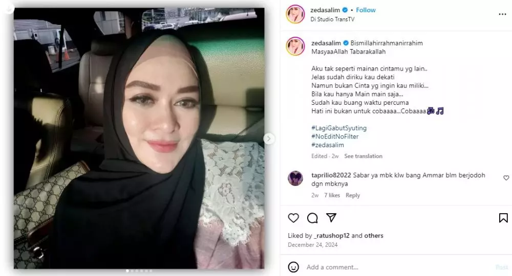curahan hati Zeda Salim mengaku kecewa © Instagram