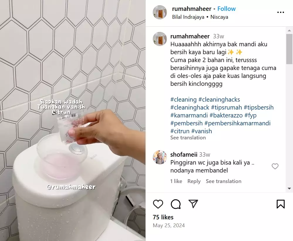trik bersihkan bak mandi ini bikin kerak autoluntur © Instagram