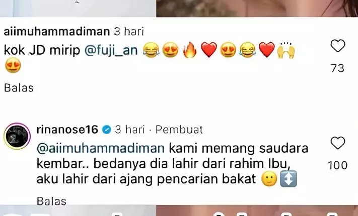 rina nose disebut mirip fuji balasannya menohok © 2025 Instagram rina nose disebut mirip fuji balasannya menohok © 2025 Instagram