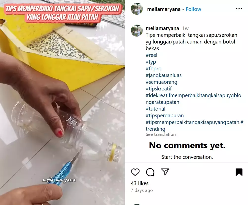 trik perbaiki tangkai serokan © Instagram trik perbaiki tangkai serokan © Instagram