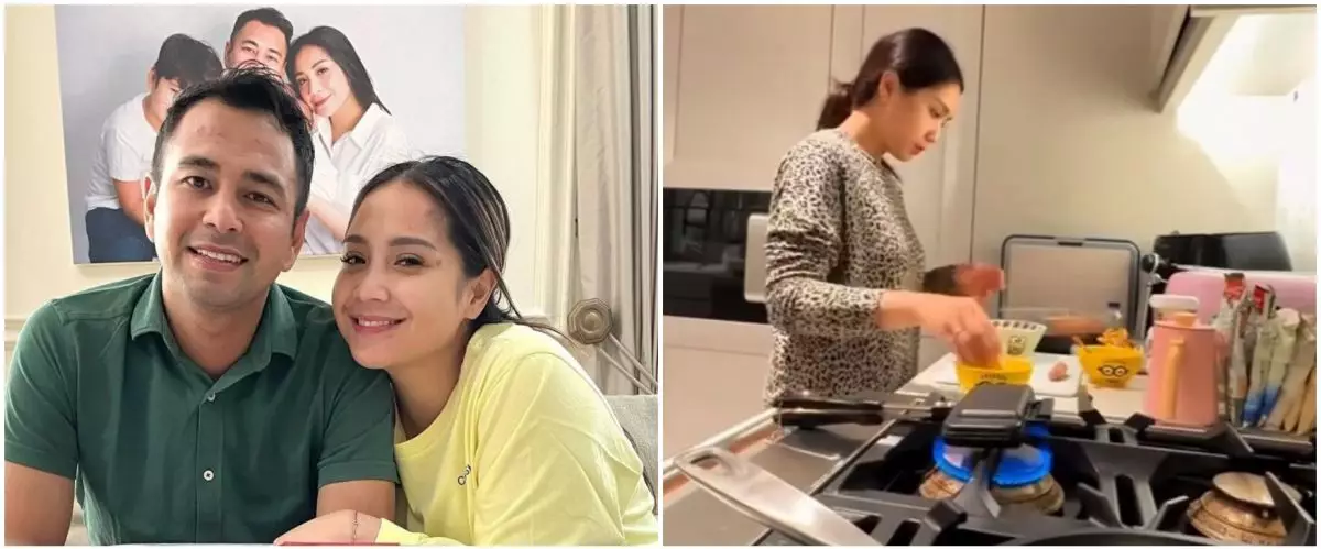 Momen Nagita Slavina siapkan sarapan untuk Raffi Ahmad, penampakan air minumnya bikin salfok