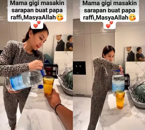 penampakan air minum Nagita Slavina © TikTok penampakan air minum Nagita Slavina © TikTok