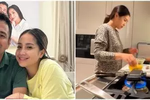 Momen Nagita Slavina siapkan sarapan untuk Raffi Ahmad, penampakan air minumnya bikin salfok