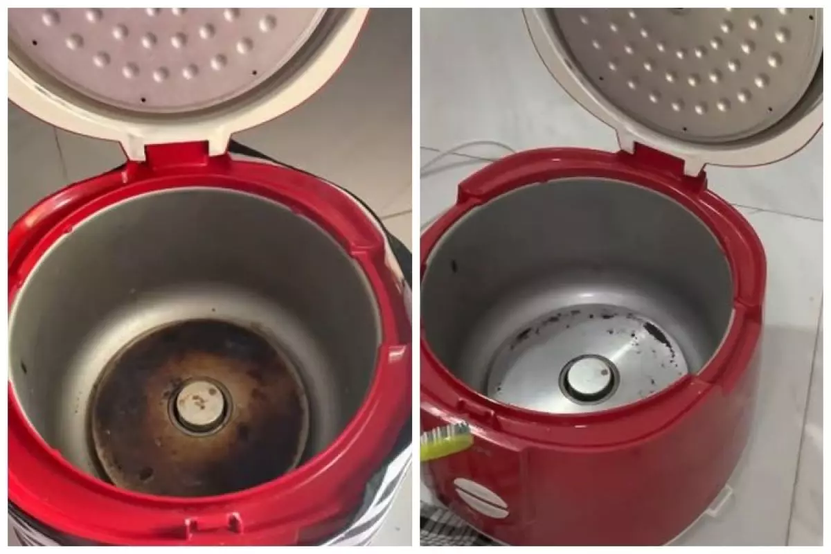 Trik bersihkan noda gosong di dasar rice cooker dengan pakai 1 bahan dapur