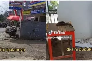 Bukan pakai CCTV, cara pedagang pantau gerobak dagangan dari jauh ini kreatif, bisa ditinggal rebahan