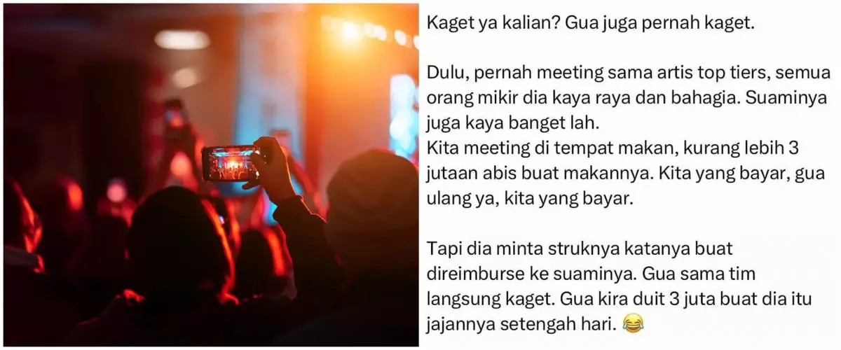 Curhatan warganet pernah kerja bareng selebriti ini bikin bengong, ternyata besar gengsi minim duit