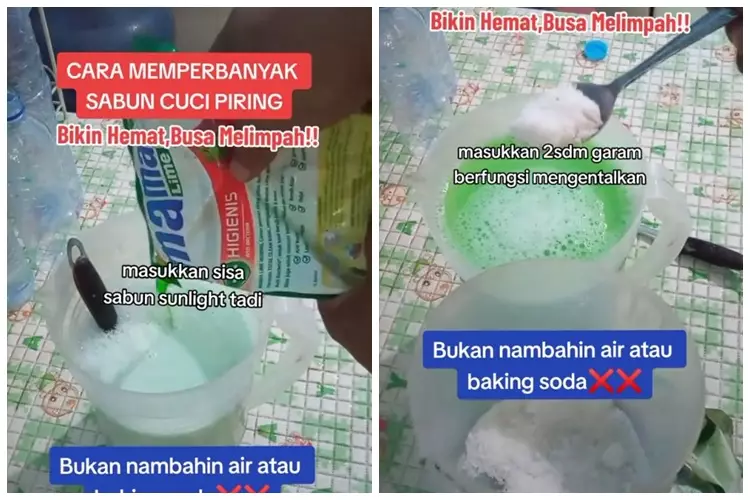 trik memperbanyak sabun cuci piring agar tetap kental © TikTok