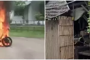 Berdinding bambu, 7 potret rumah guru yang motornya dibakar siswa gegara tersinggung ini bikin miris