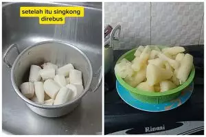 Trik merebus singkong agar lebih hemat gas ini bikin empuk, lembut, dan merekah cuma dalam 10 menit