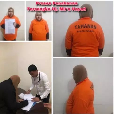 Mira Hayati pakai baju tahanan © berbagai sumber Mira Hayati pakai baju tahanan © berbagai sumber