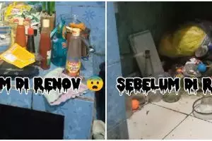 Awalnya penuh sampah mirip rumah tak berpenghuni, 10 potret makeover dapur kolong tangga ini jadi lega