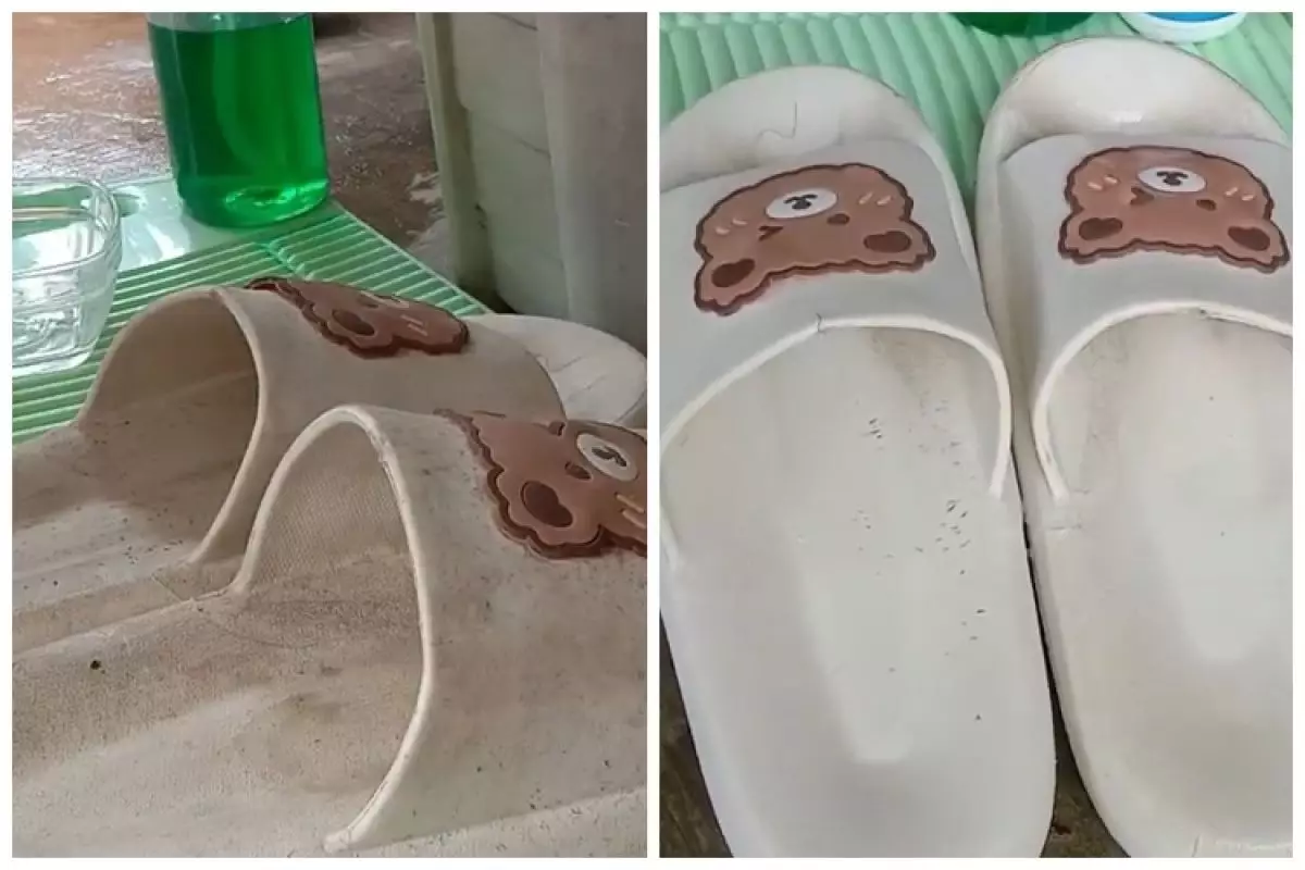Trik agar sandal selop dekil dan kusam jadi kinclong seperti baru, bersihkan pakai 1 bahan dapur