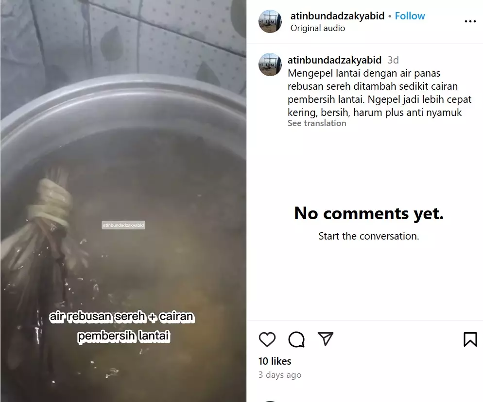 Trik ngepel lantai agar cepat kering © Instagram