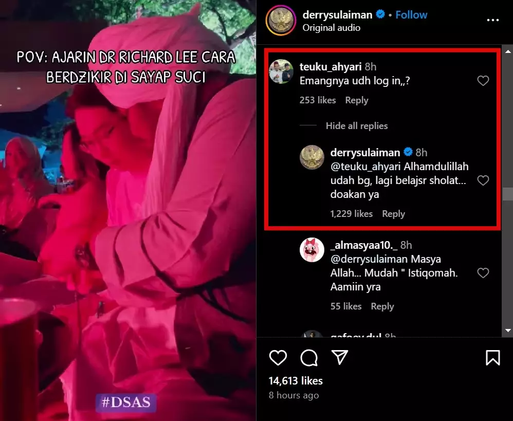 Momen Richard Lee belajar dzikir © Berbagai sumber Momen Richard Lee belajar dzikir © Berbagai sumber