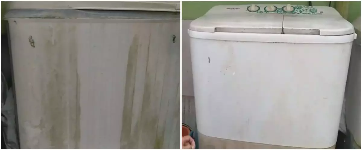 Trik mudah bersihkan noda membandel dari badan mesin cuci jadi auto kinclong, cuma pakai 1 bahan dapur