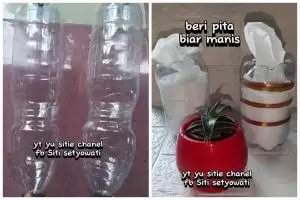 Trik praktis membuat wadah tisu estetik dan kokoh dari botol bekas, cukup pakai 2 alat sederhana