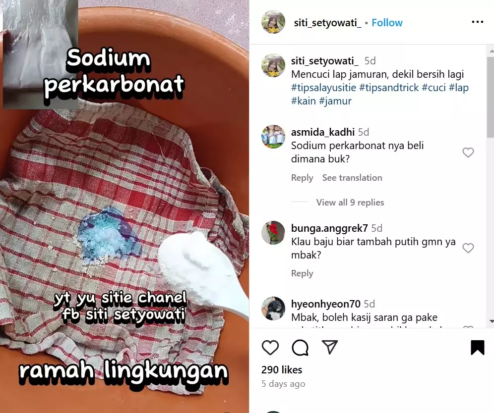 Cara praktis cuci serbet dapur dekil © Instagram