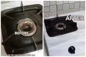 Tak perlu direndam semalaman, trik membersihkan tungku kompor kusam dan berkarat agar mengilap lagi