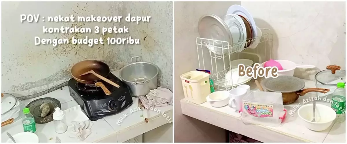 9 Potret makeover dapur dekil kontrakan jadi ciamik cuma modal Rp100 ribu ini bikin emak-emak mupeng